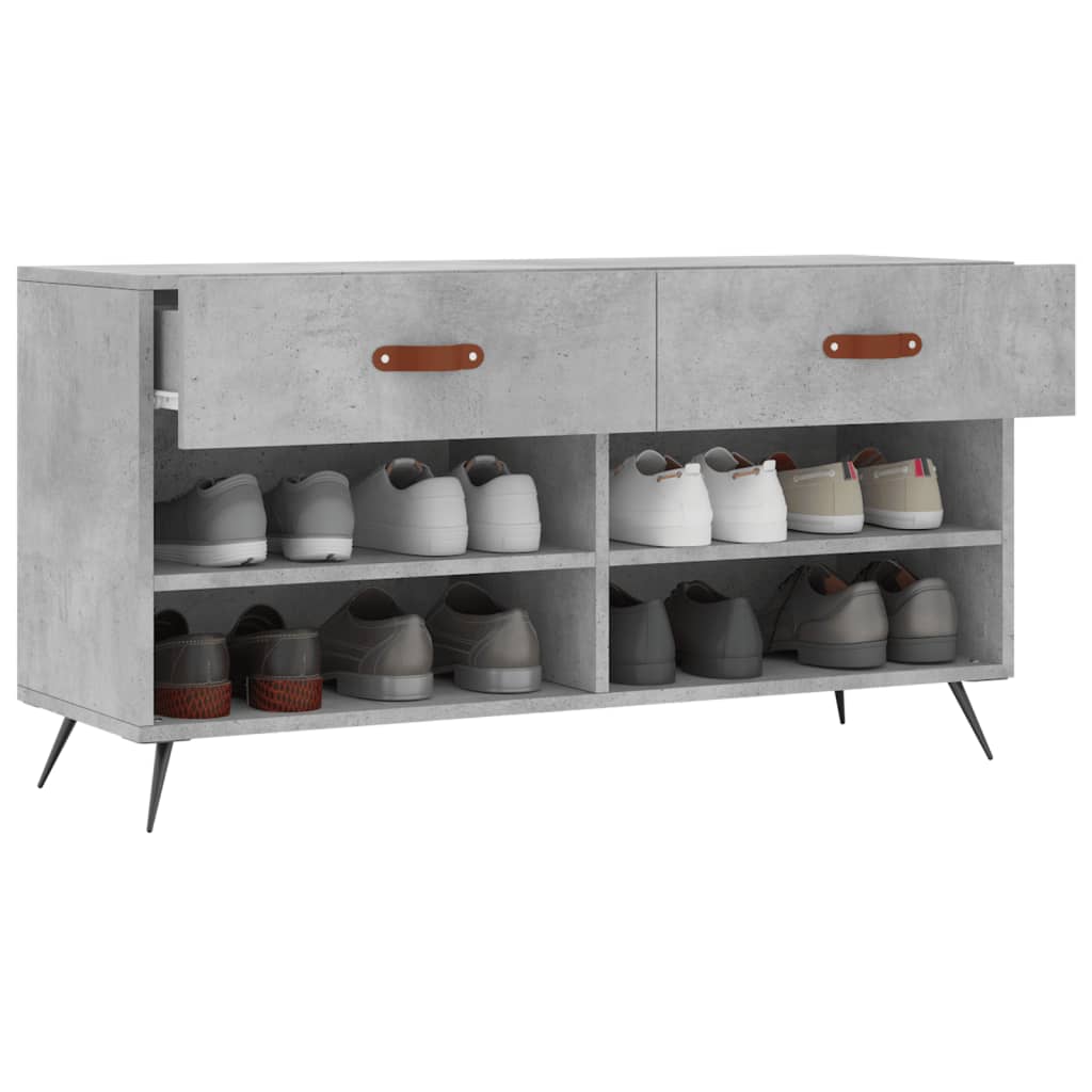 betonszürke szerelt fa cipőpolc 102 x 35 x 55 cm