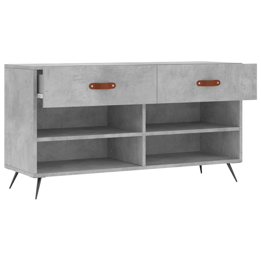 betonszürke szerelt fa cipőpolc 102 x 35 x 55 cm