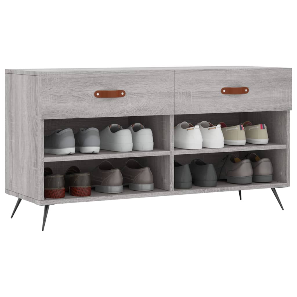 szürke sonoma színű szerelt fa cipőpolc 102 x 35 x 55 cm