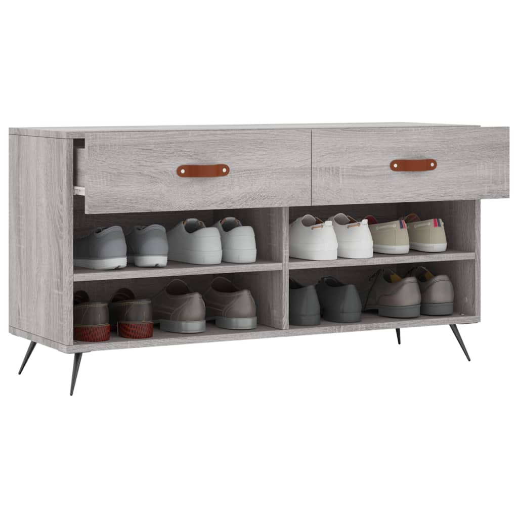 szürke sonoma színű szerelt fa cipőpolc 102 x 35 x 55 cm