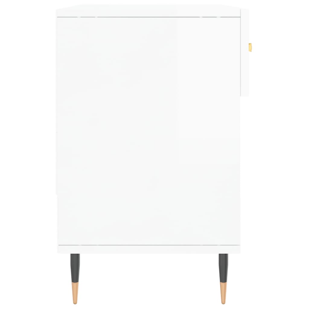 magasfényű fehér szerelt fa cipőpolc 102x35x55 cm