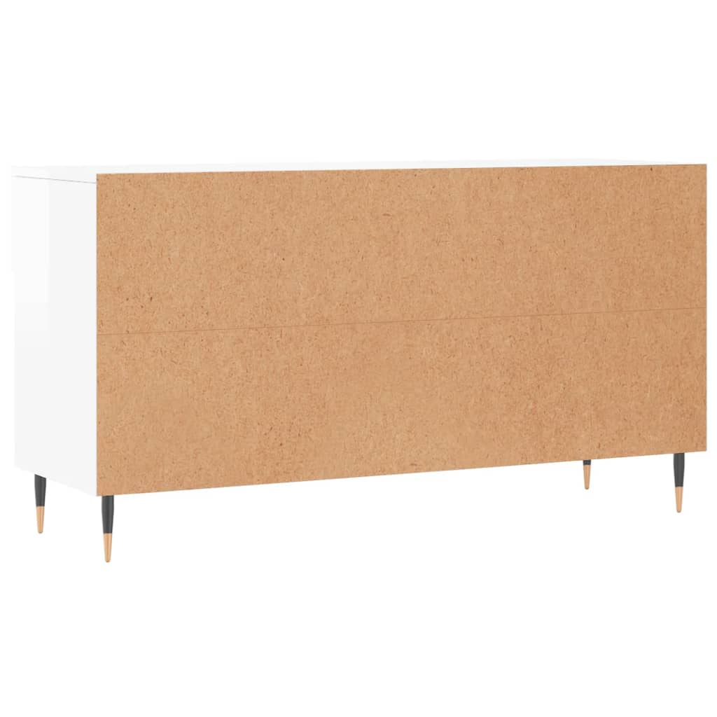 magasfényű fehér szerelt fa cipőpolc 102x35x55 cm
