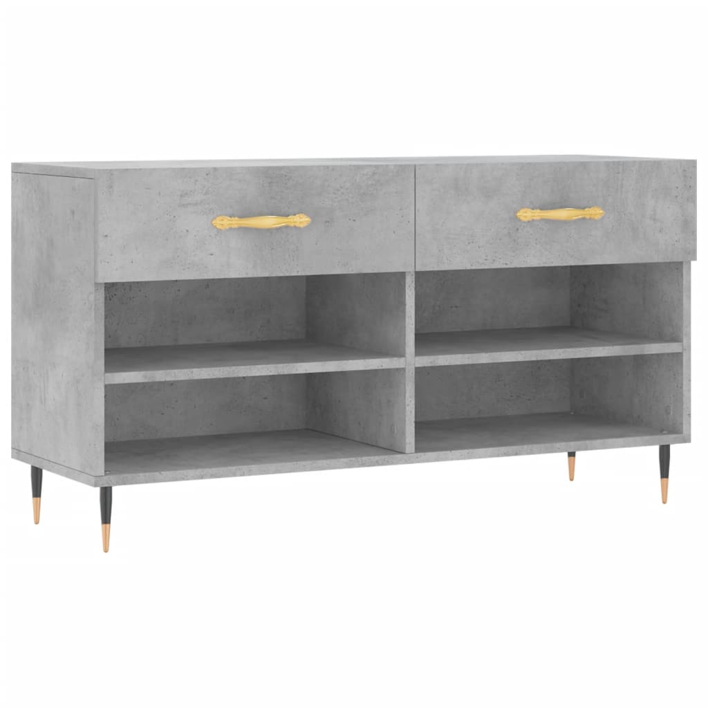 betonszürke szerelt fa cipőpolc 102 x 35 x 55 cm