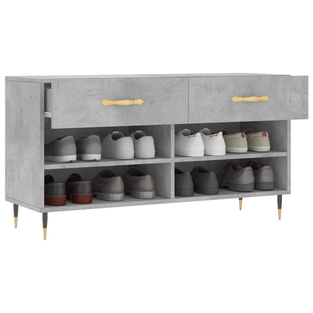 betonszürke szerelt fa cipőpolc 102 x 35 x 55 cm