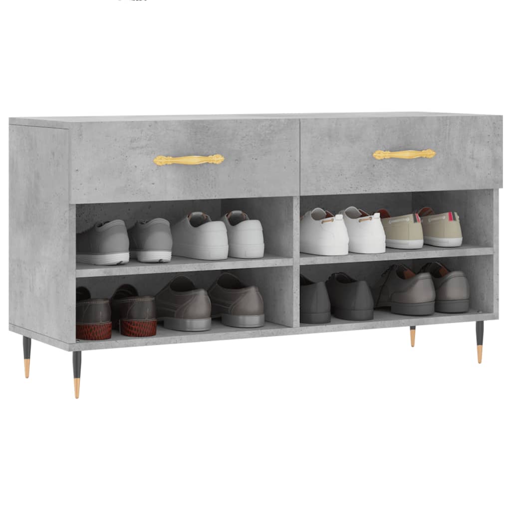 betonszürke szerelt fa cipőpolc 102 x 35 x 55 cm