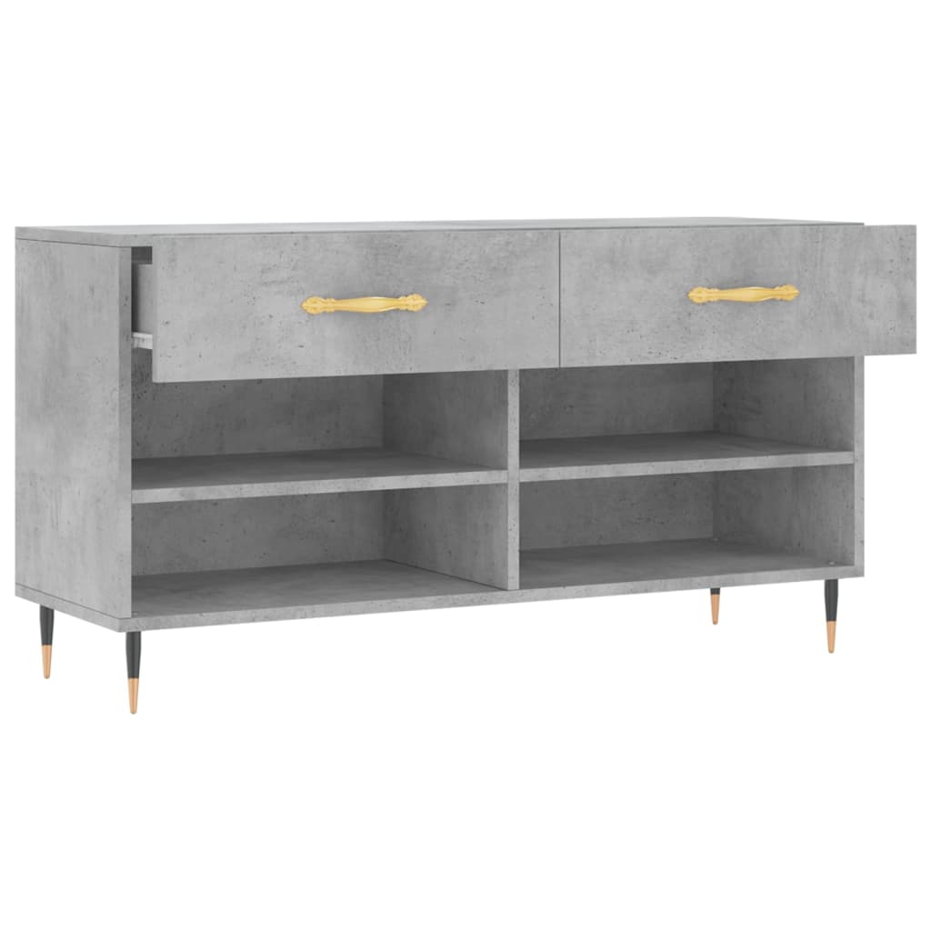 betonszürke szerelt fa cipőpolc 102 x 35 x 55 cm