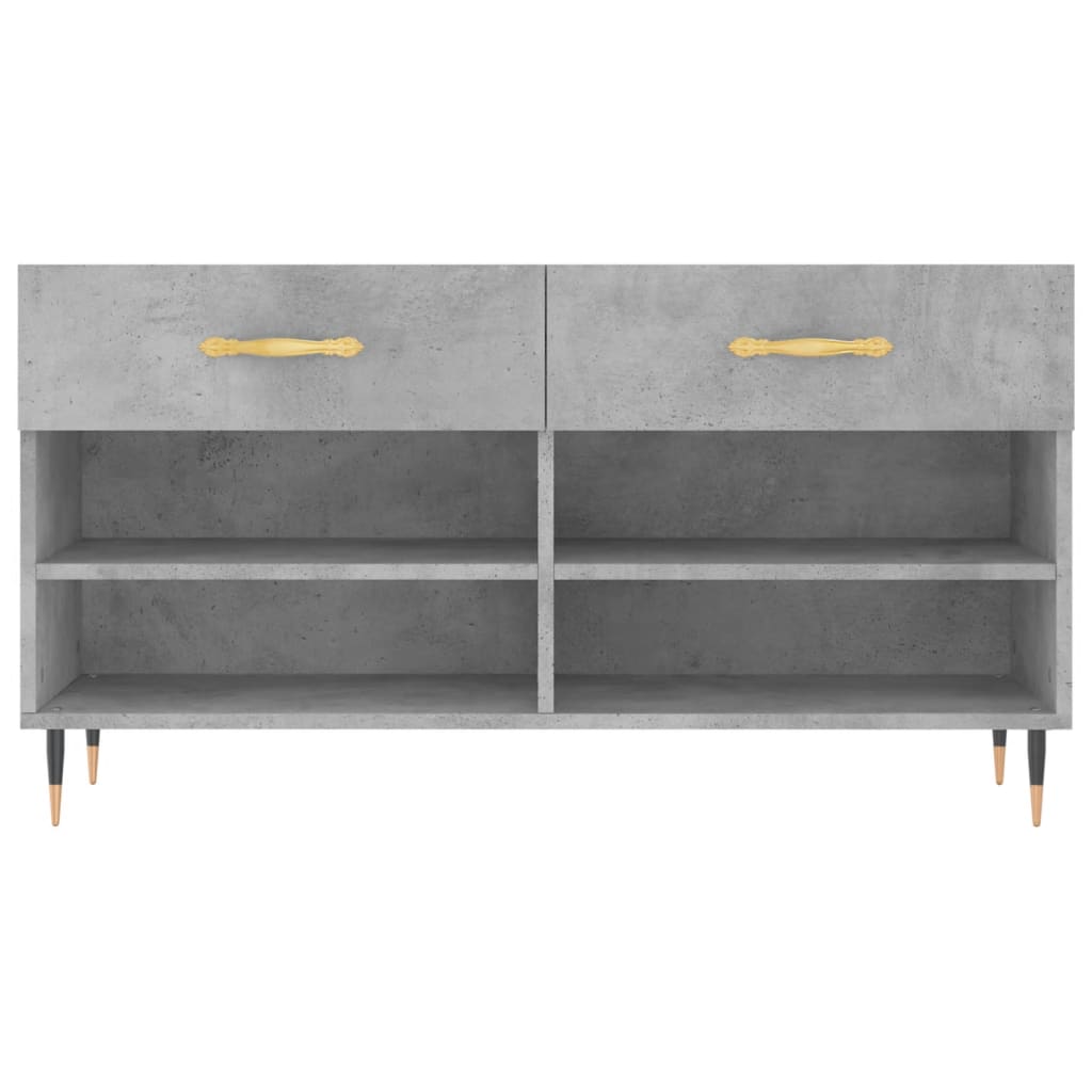 betonszürke szerelt fa cipőpolc 102 x 35 x 55 cm