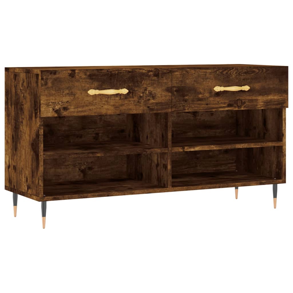füstös tölgy színű szerelt fa cipőpolc 102x35x55 cm