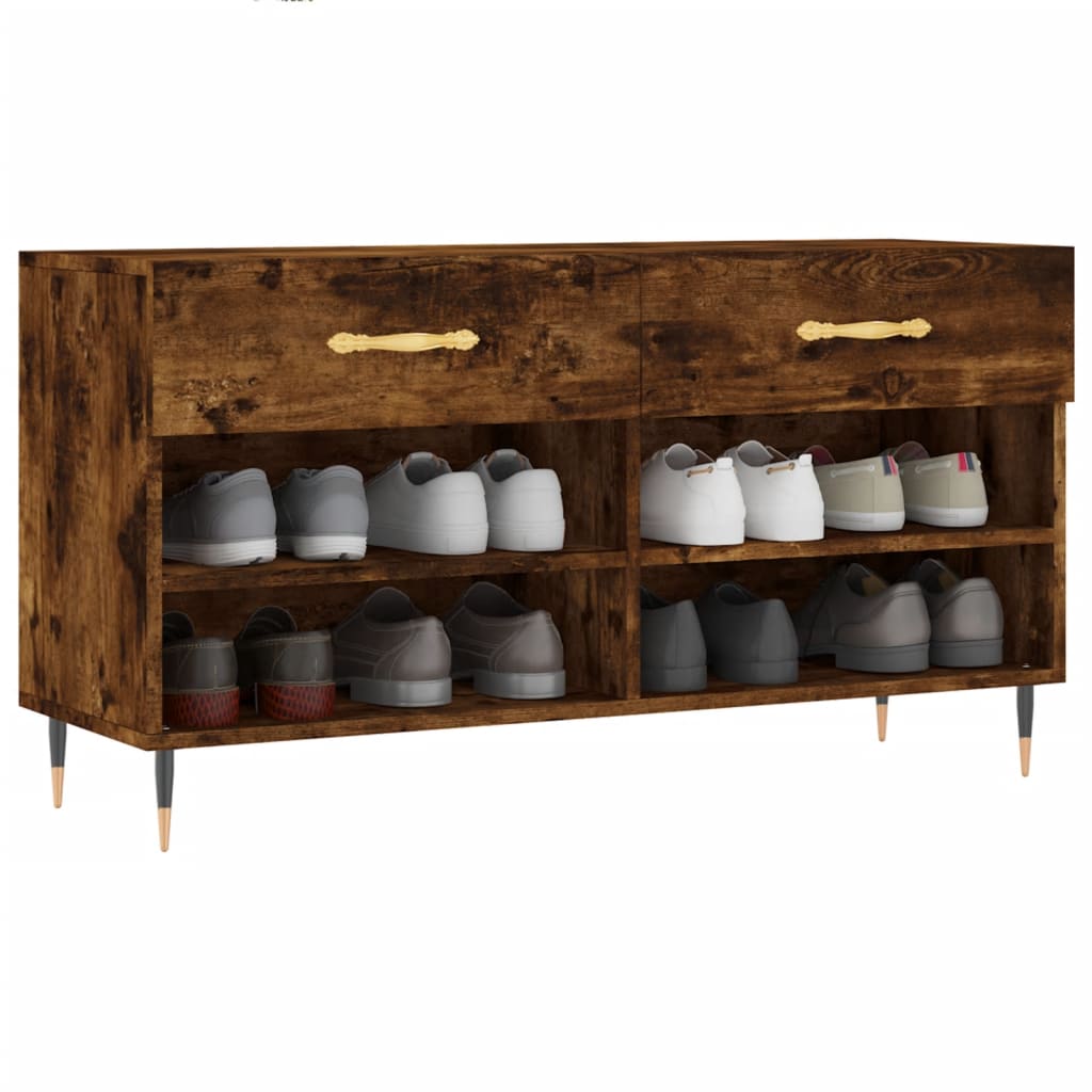 füstös tölgy színű szerelt fa cipőpolc 102x35x55 cm