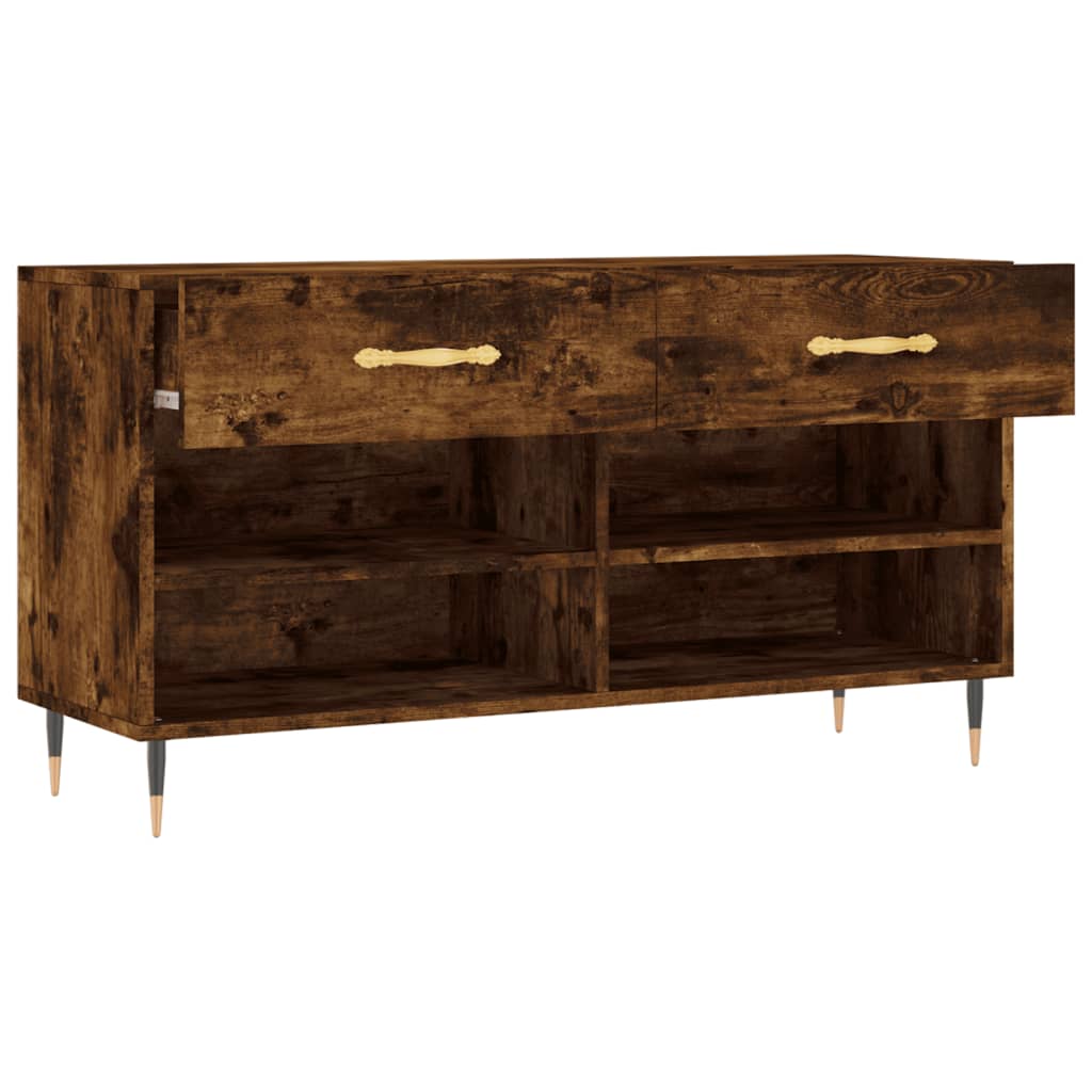 füstös tölgy színű szerelt fa cipőpolc 102x35x55 cm