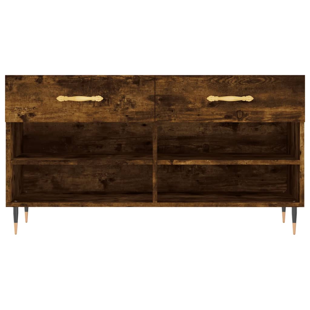 füstös tölgy színű szerelt fa cipőpolc 102x35x55 cm