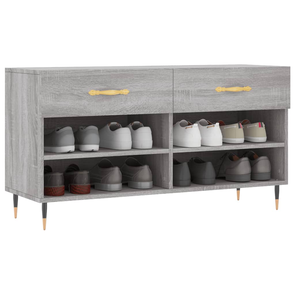 szürke sonoma színű szerelt fa cipőpolc 102 x 35 x 55 cm