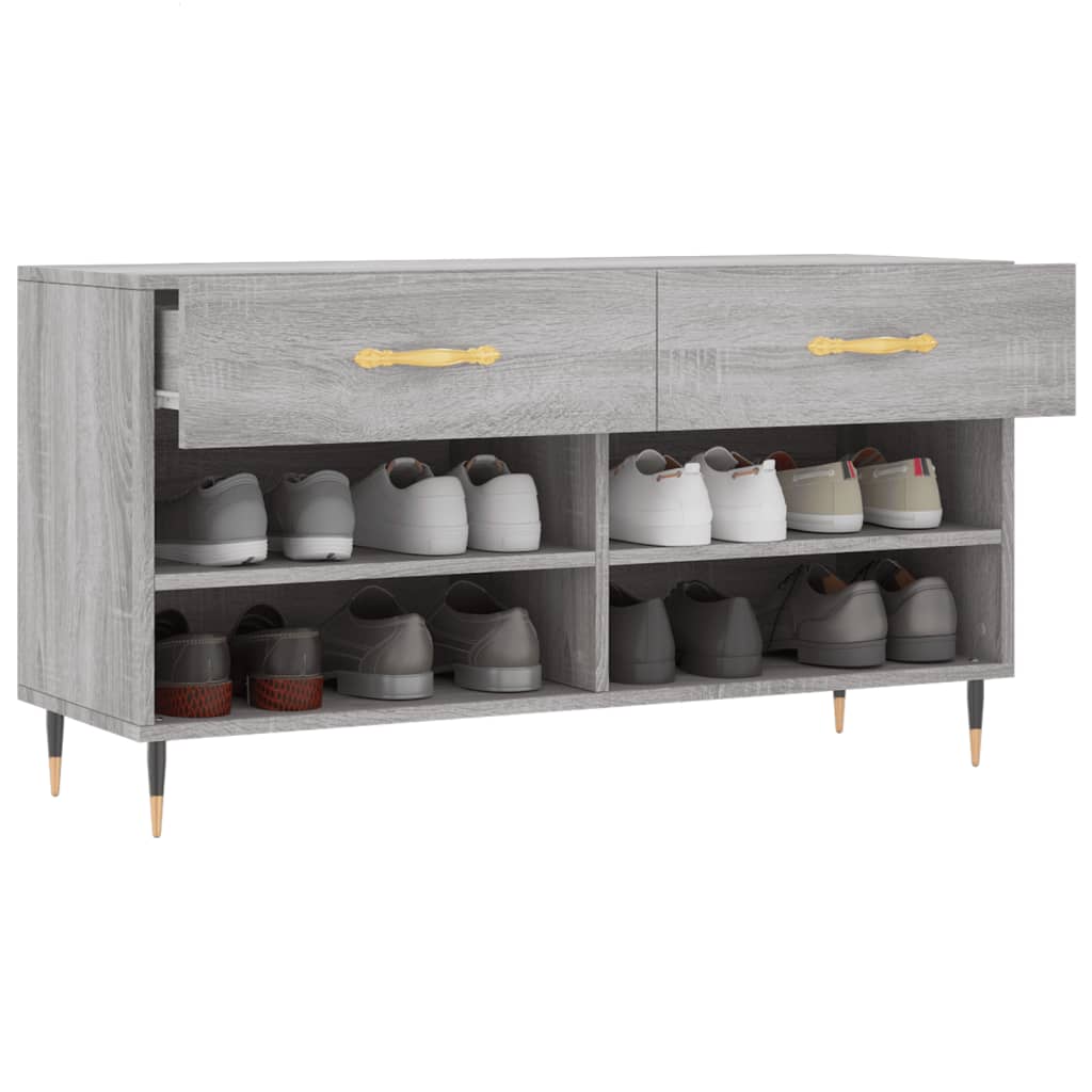szürke sonoma színű szerelt fa cipőpolc 102 x 35 x 55 cm