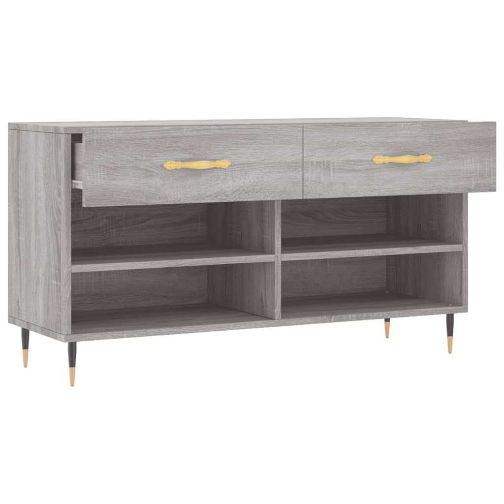 szürke sonoma színű szerelt fa cipőpolc 102 x 35 x 55 cm