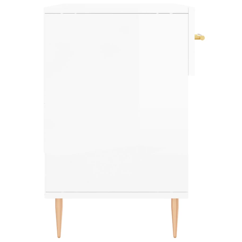 magasfényű fehér szerelt fa cipőpolc 102x35x55 cm