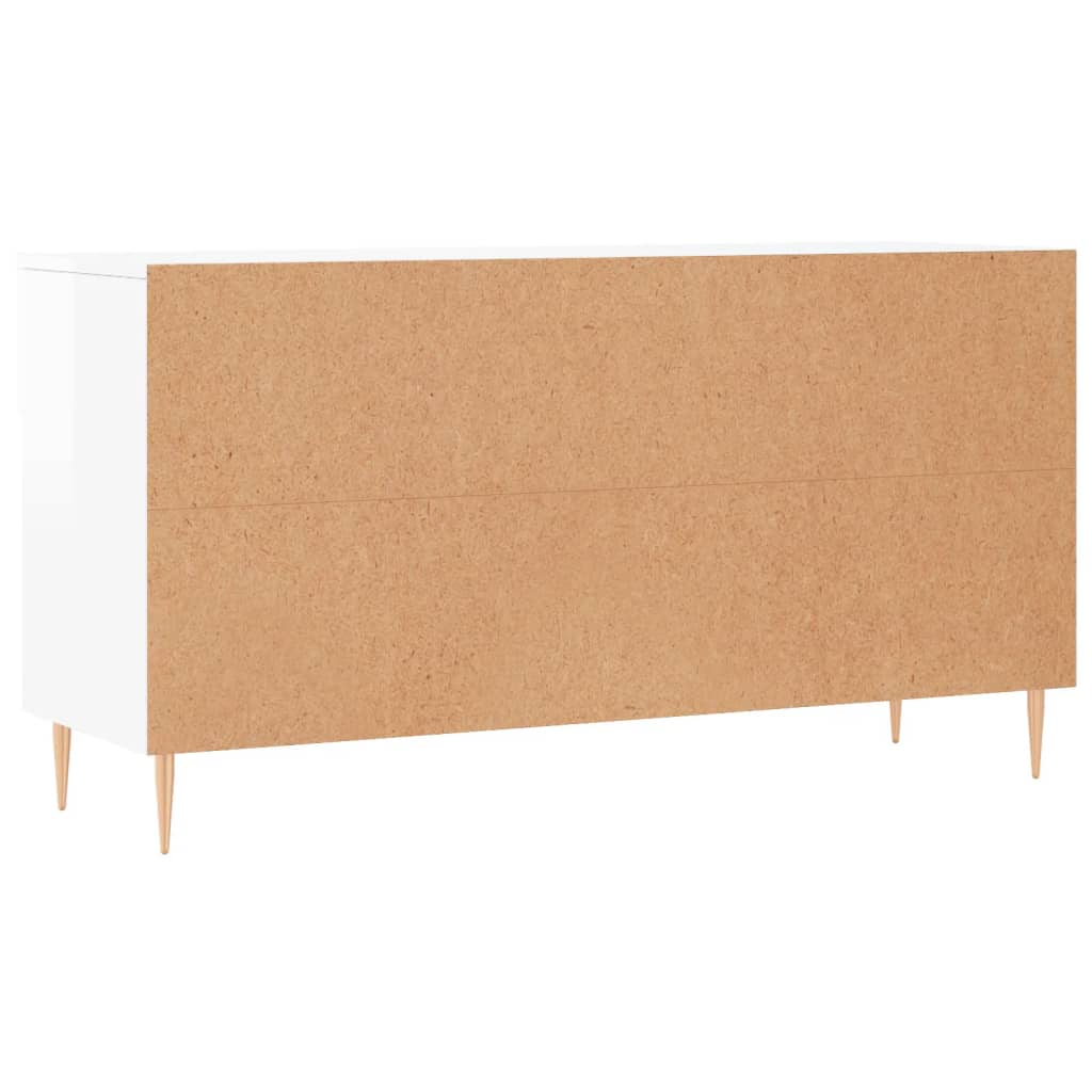 magasfényű fehér szerelt fa cipőpolc 102x35x55 cm