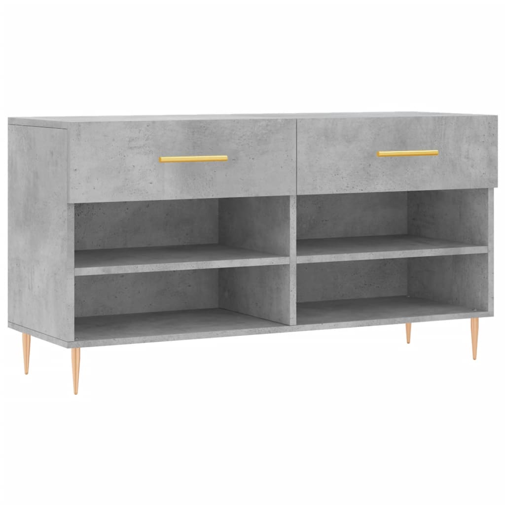 betonszürke szerelt fa cipőpolc 102 x 35 x 55 cm