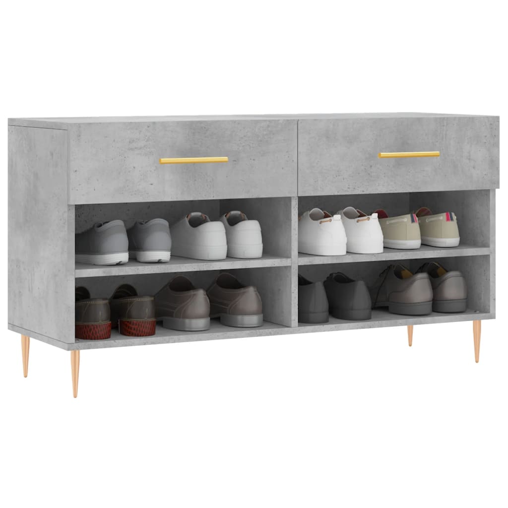 betonszürke szerelt fa cipőpolc 102 x 35 x 55 cm