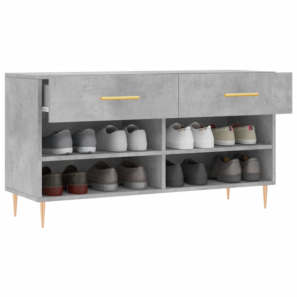 betonszürke szerelt fa cipőpolc 102 x 35 x 55 cm