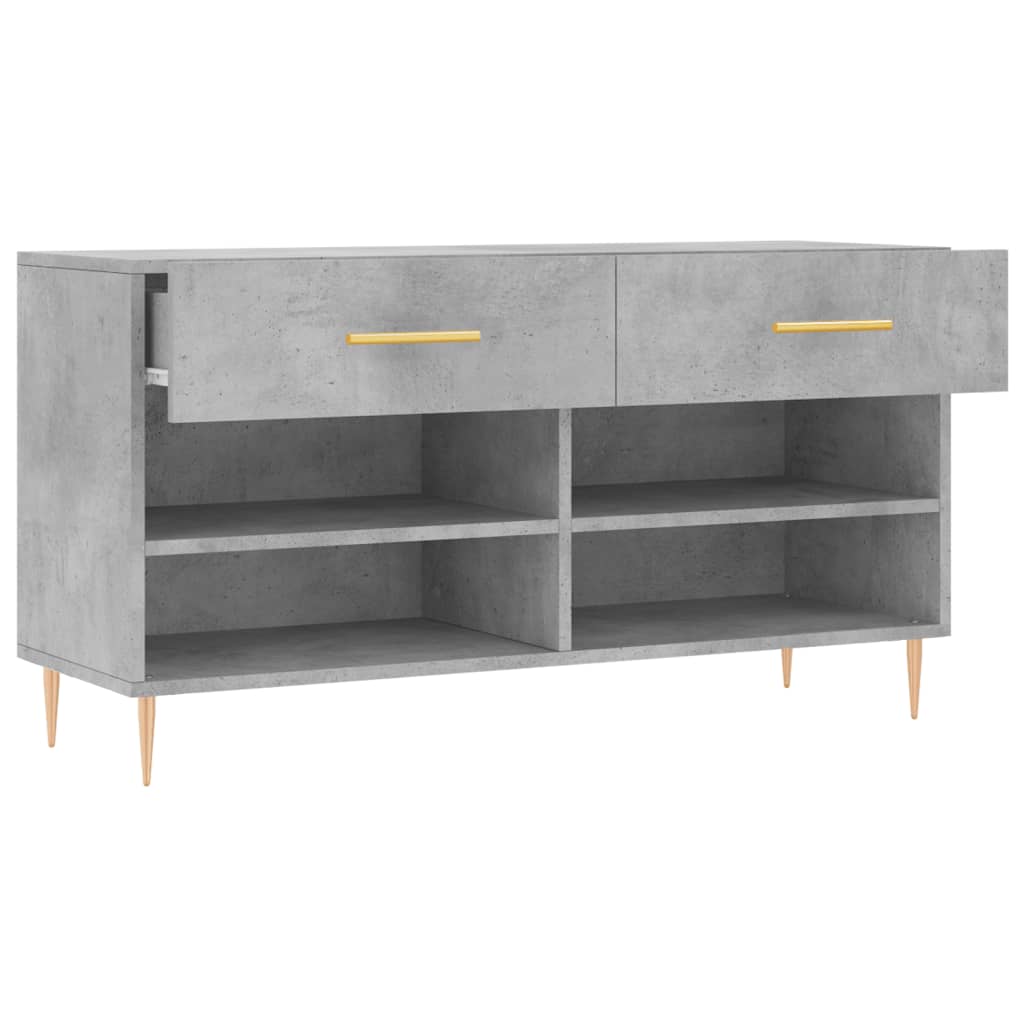 betonszürke szerelt fa cipőpolc 102 x 35 x 55 cm