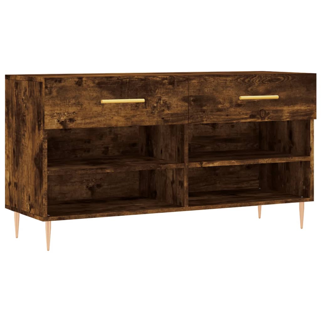 füstös tölgy színű szerelt fa cipőpolc 102x35x55 cm