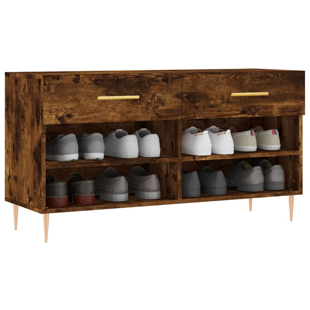 füstös tölgy színű szerelt fa cipőpolc 102x35x55 cm