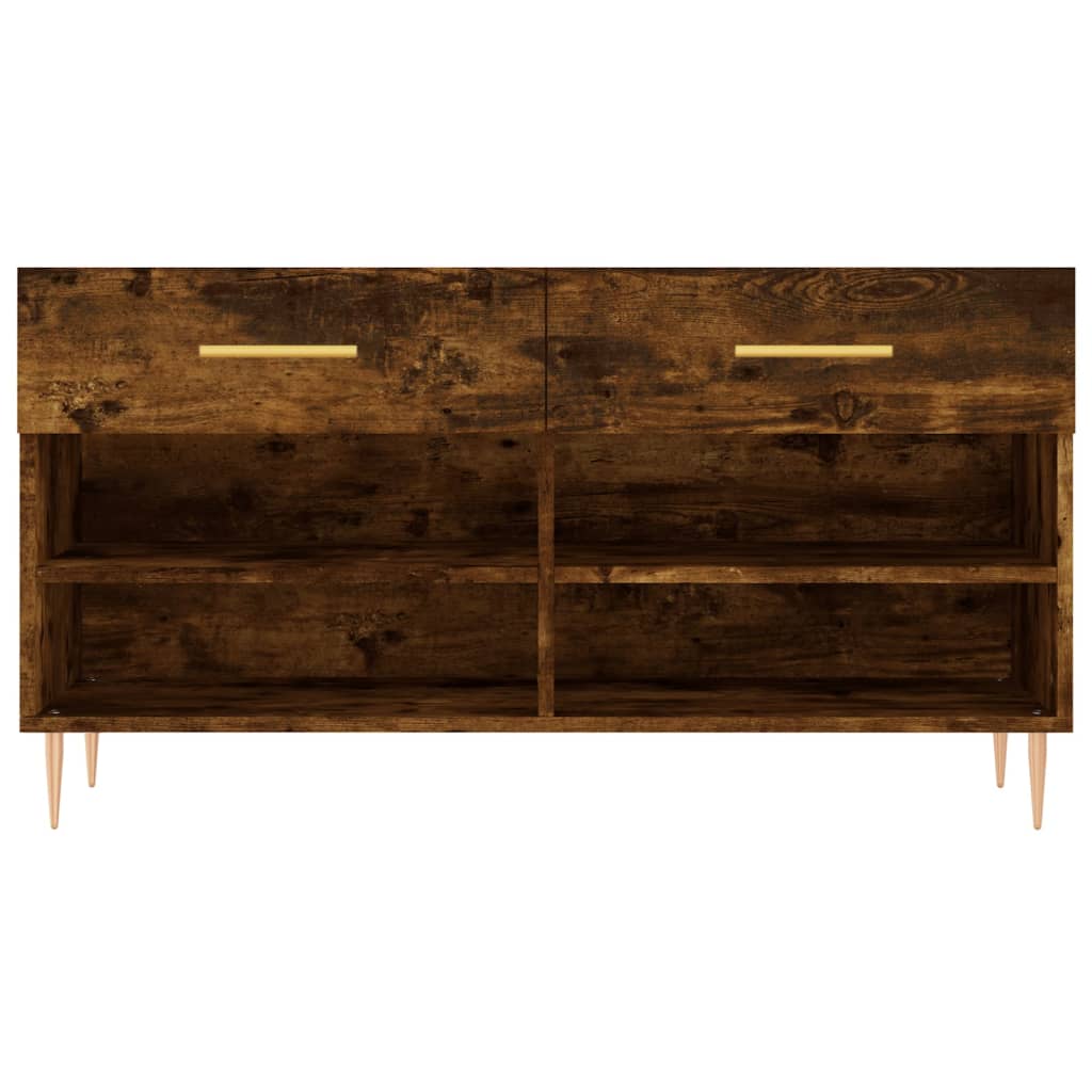 füstös tölgy színű szerelt fa cipőpolc 102x35x55 cm