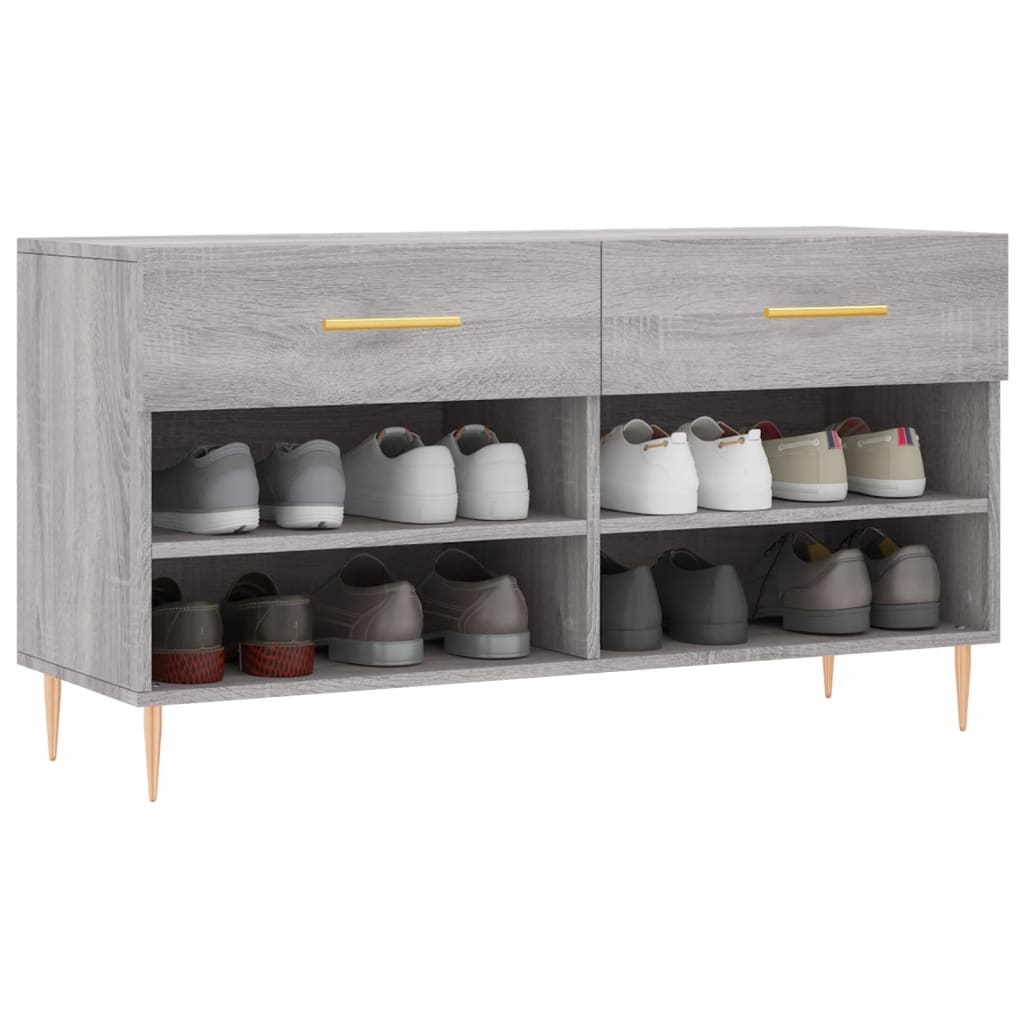 szürke sonoma színű szerelt fa cipőpolc 102 x 35 x 55 cm