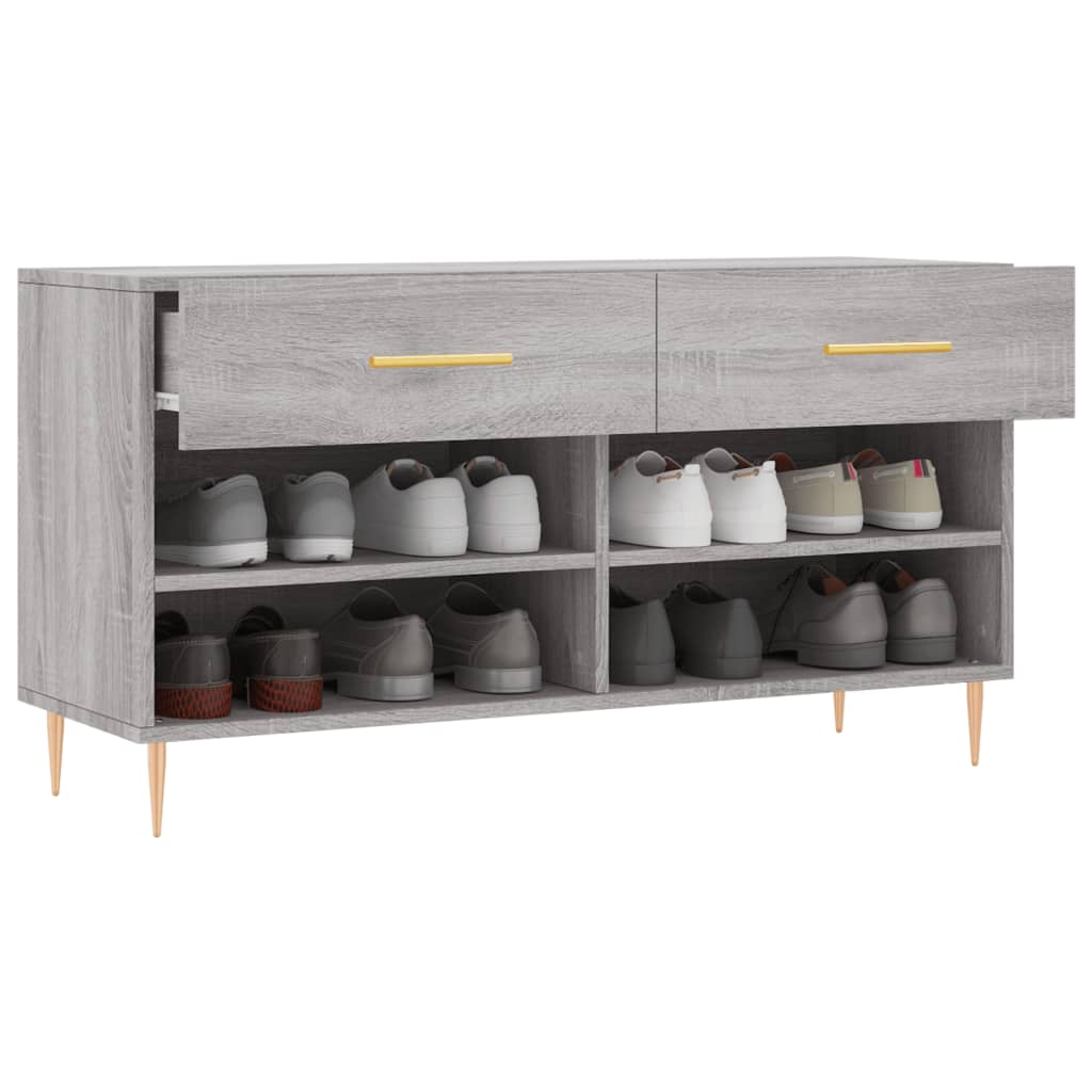 szürke sonoma színű szerelt fa cipőpolc 102 x 35 x 55 cm