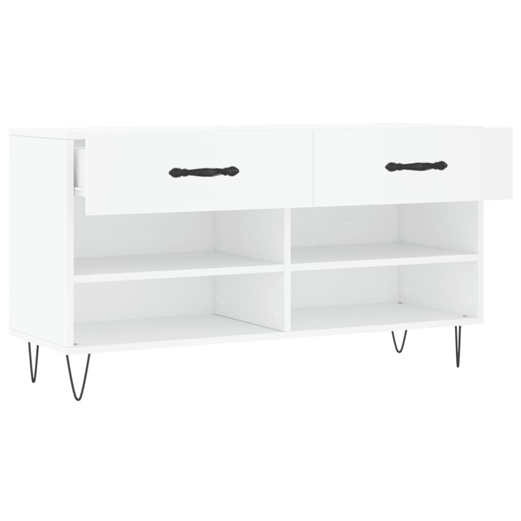 fehér szerelt fa cipőpolc 102x35x55 cm