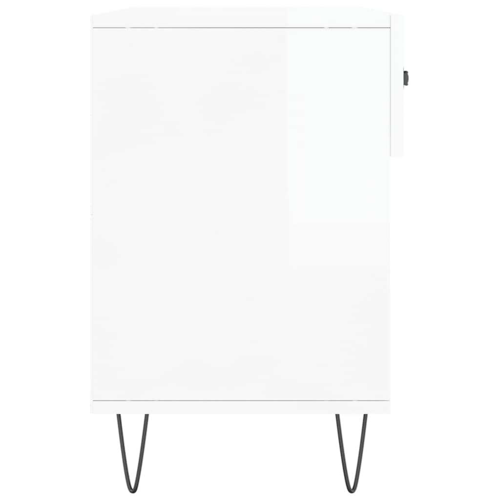 magasfényű fehér szerelt fa cipőpolc 102x35x55 cm