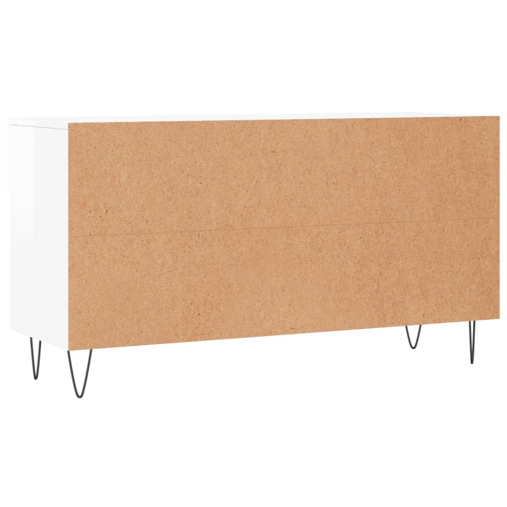 magasfényű fehér szerelt fa cipőpolc 102x35x55 cm