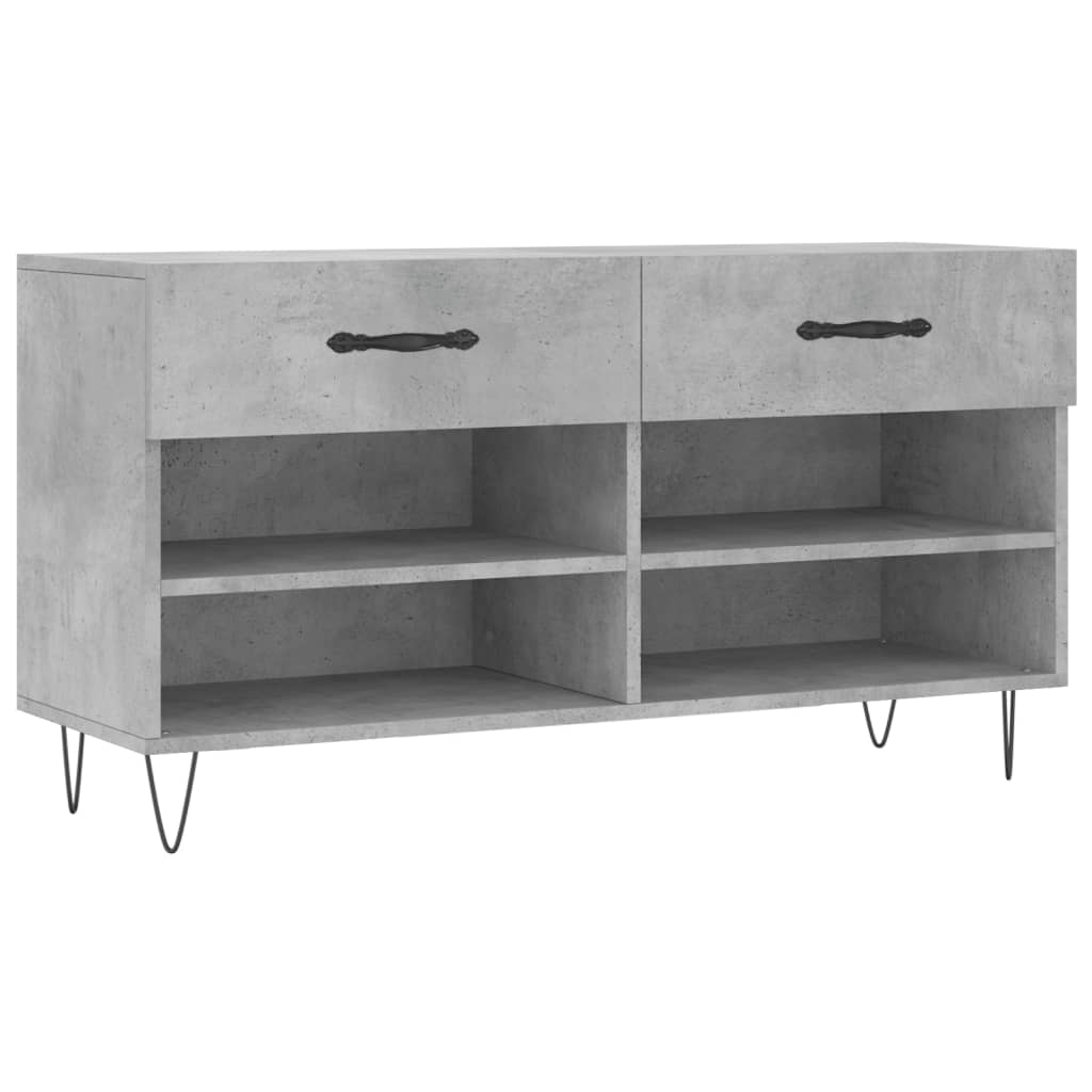 betonszürke szerelt fa cipőpolc 102 x 35 x 55 cm