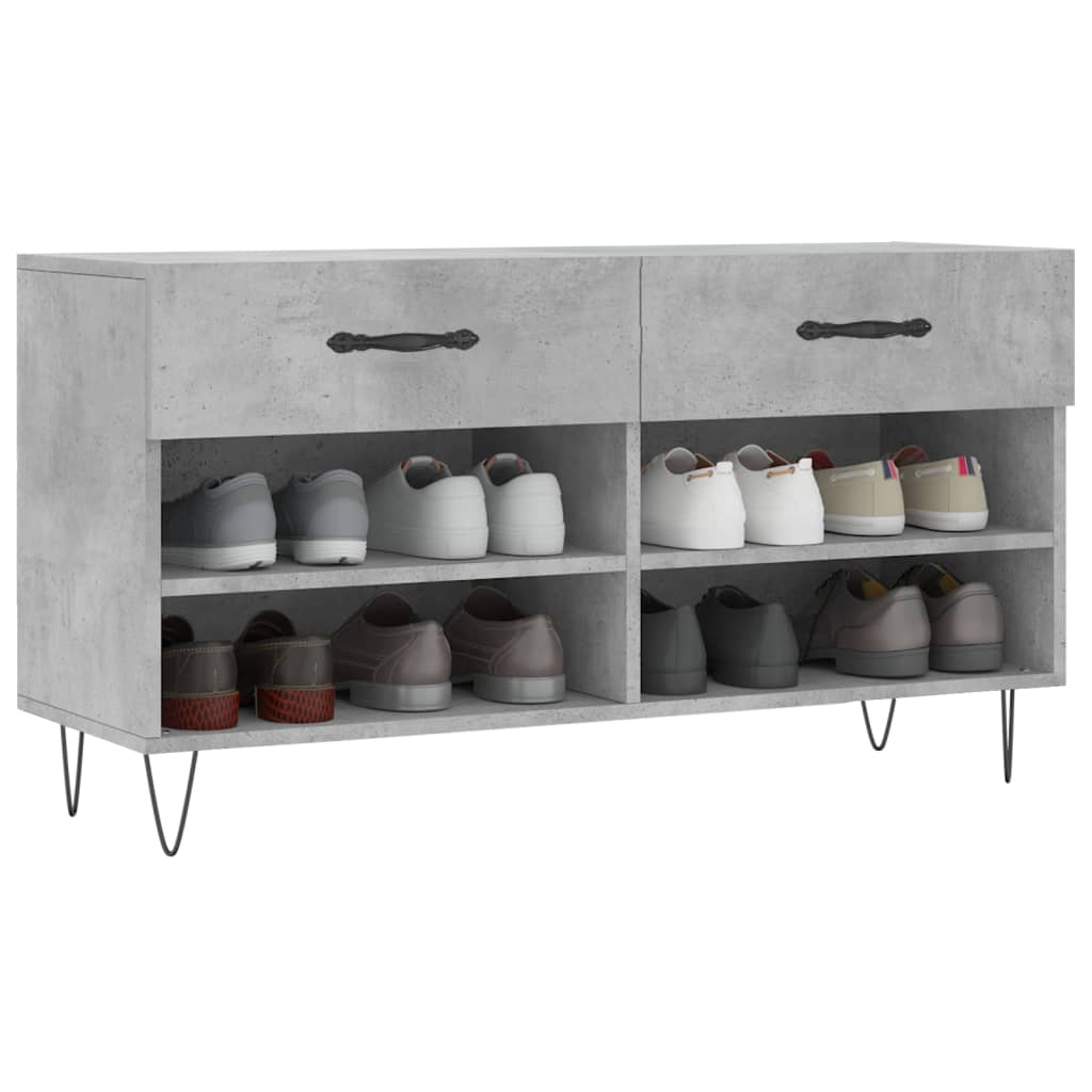 betonszürke szerelt fa cipőpolc 102 x 35 x 55 cm