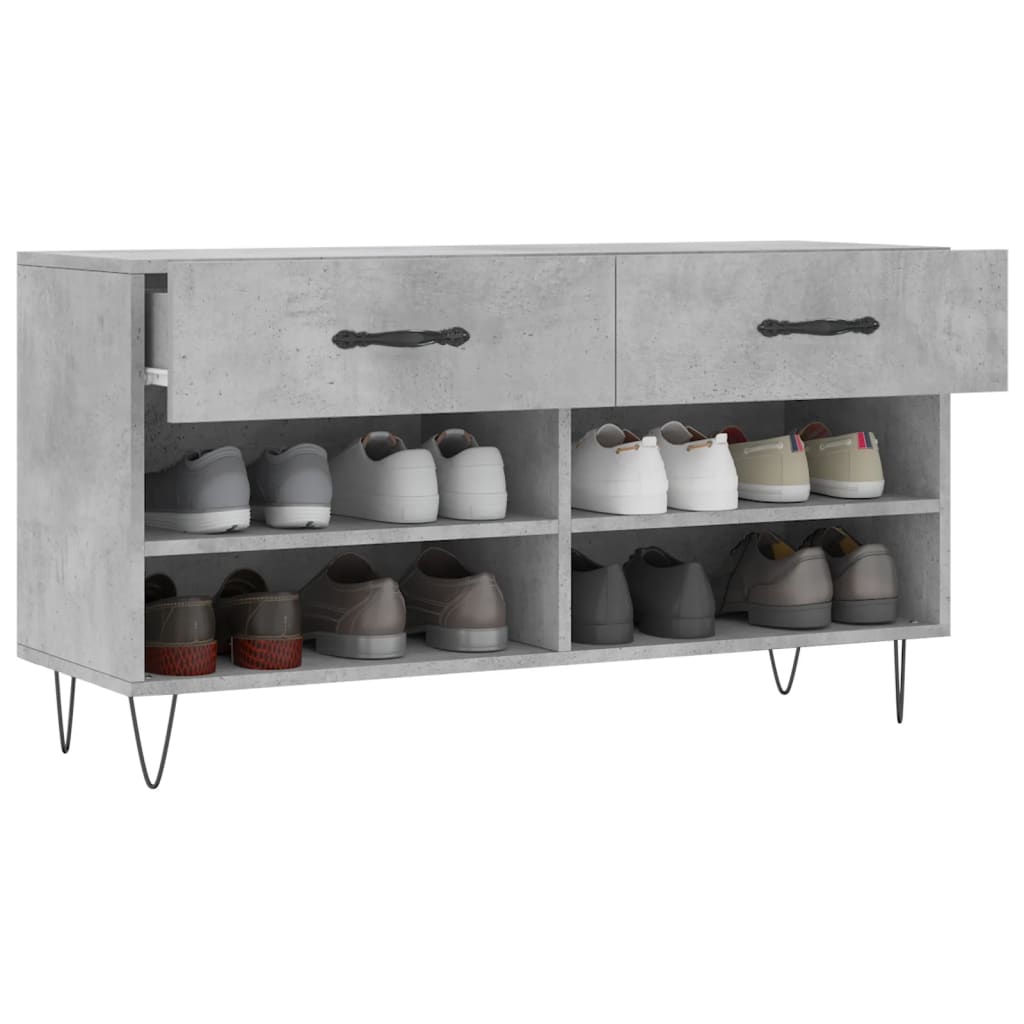 betonszürke szerelt fa cipőpolc 102 x 35 x 55 cm