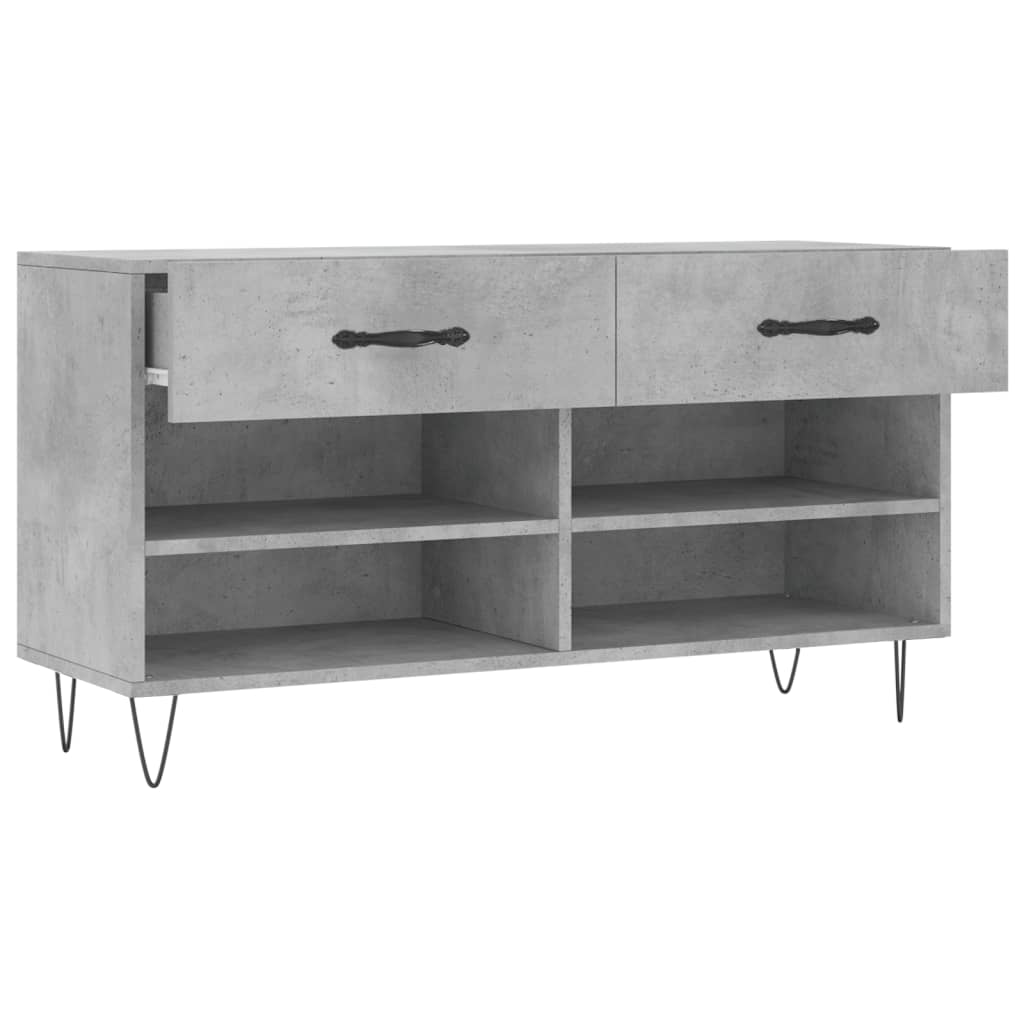 betonszürke szerelt fa cipőpolc 102 x 35 x 55 cm