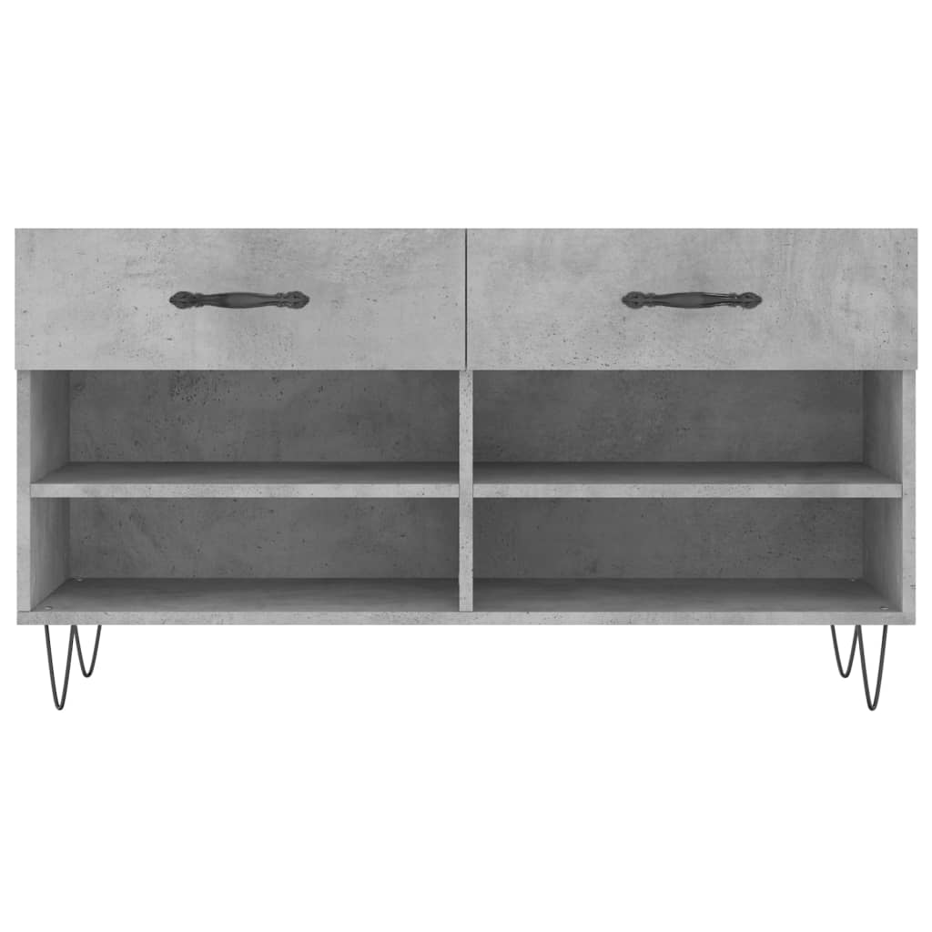 betonszürke szerelt fa cipőpolc 102 x 35 x 55 cm