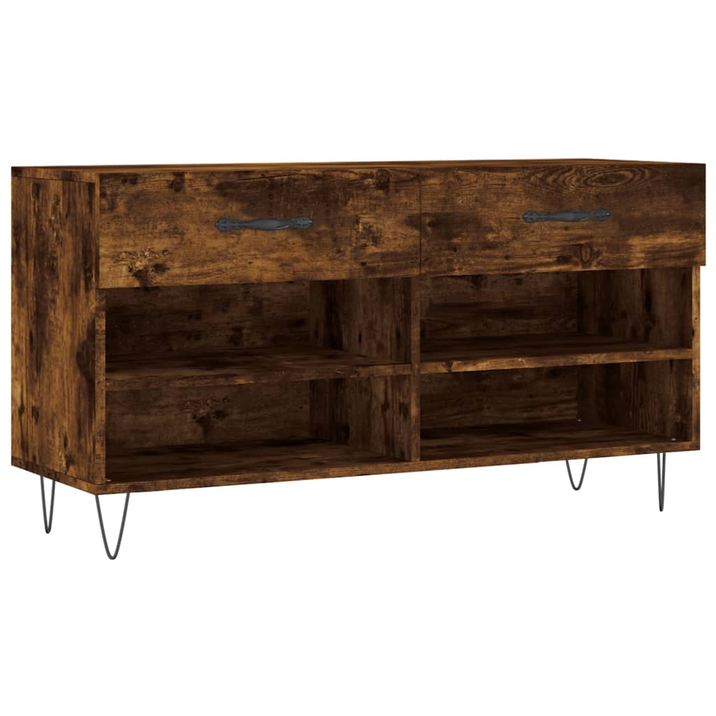 füstös tölgy színű szerelt fa cipőpolc 102x35x55 cm