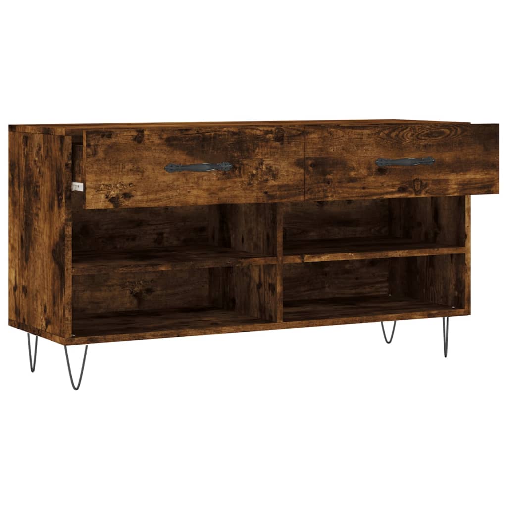 füstös tölgy színű szerelt fa cipőpolc 102x35x55 cm