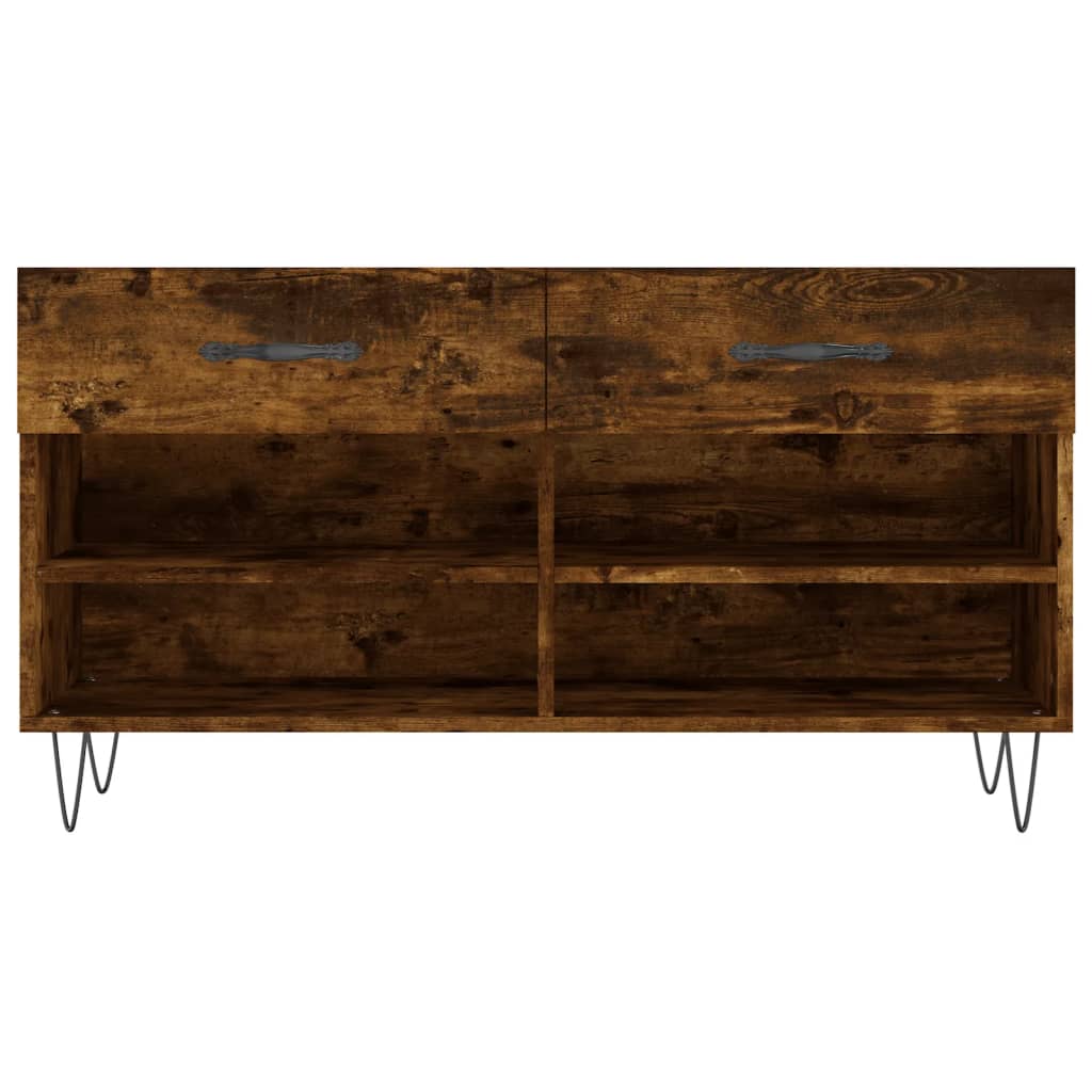 füstös tölgy színű szerelt fa cipőpolc 102x35x55 cm