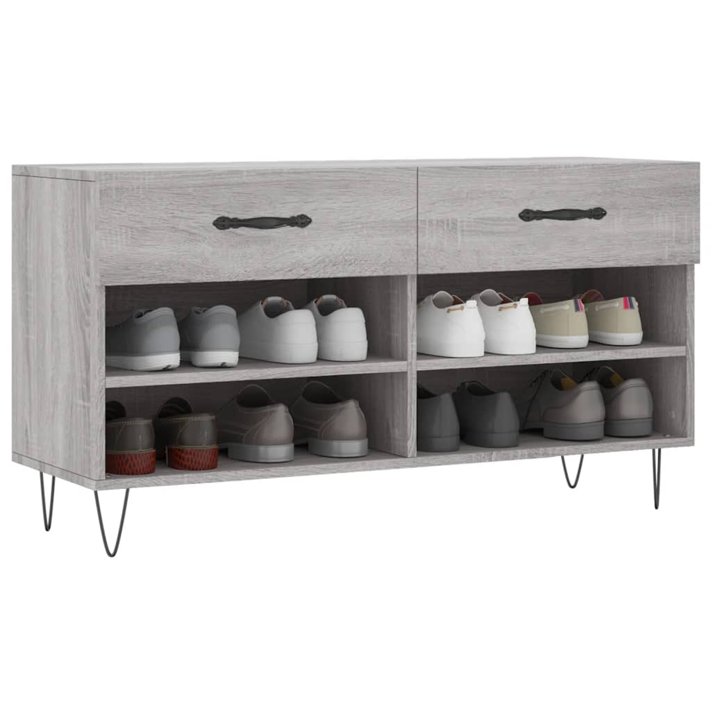 szürke sonoma színű szerelt fa cipőpolc 102 x 35 x 55 cm