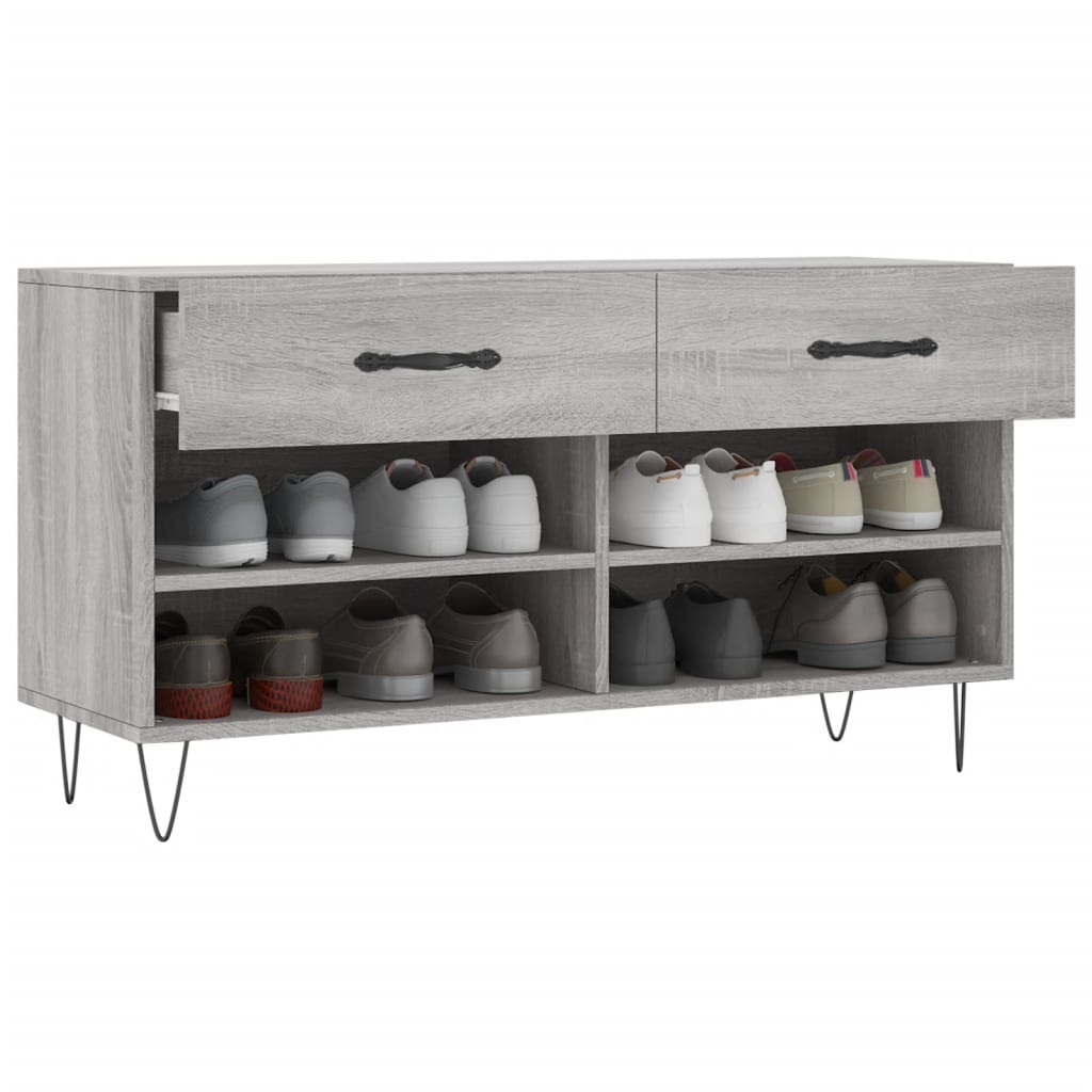 szürke sonoma színű szerelt fa cipőpolc 102 x 35 x 55 cm