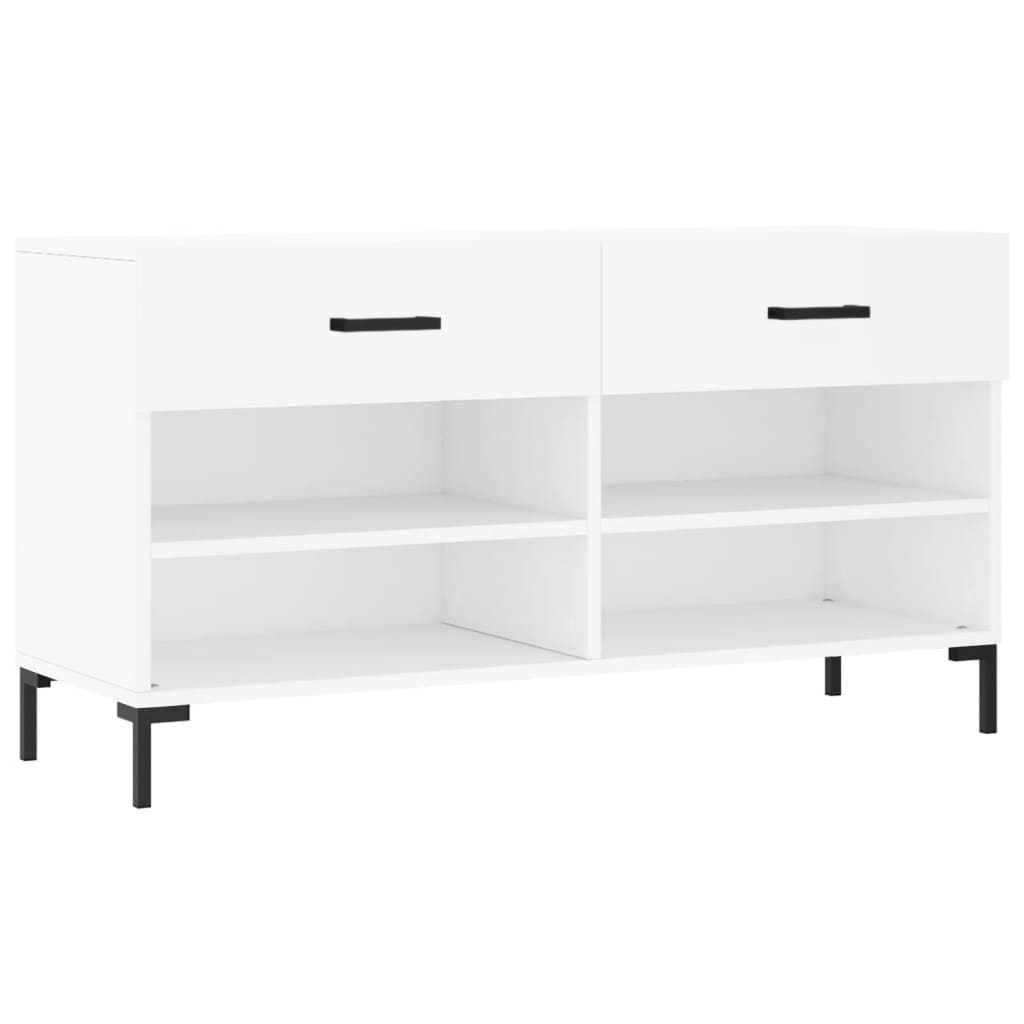 fehér szerelt fa cipőpolc 102x35x55 cm