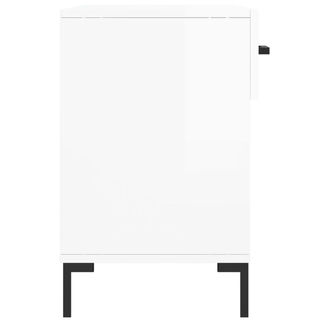 magasfényű fehér szerelt fa cipőpolc 102x35x55 cm