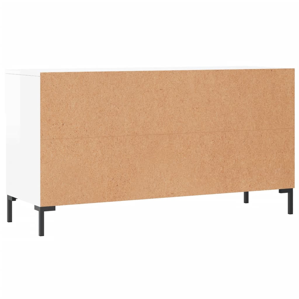 magasfényű fehér szerelt fa cipőpolc 102x35x55 cm