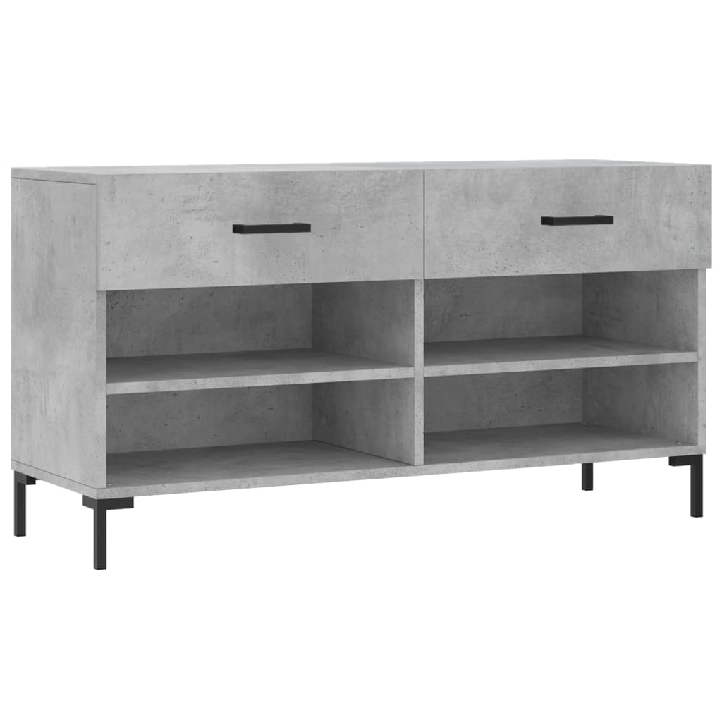 betonszürke szerelt fa cipőpolc 102 x 35 x 55 cm