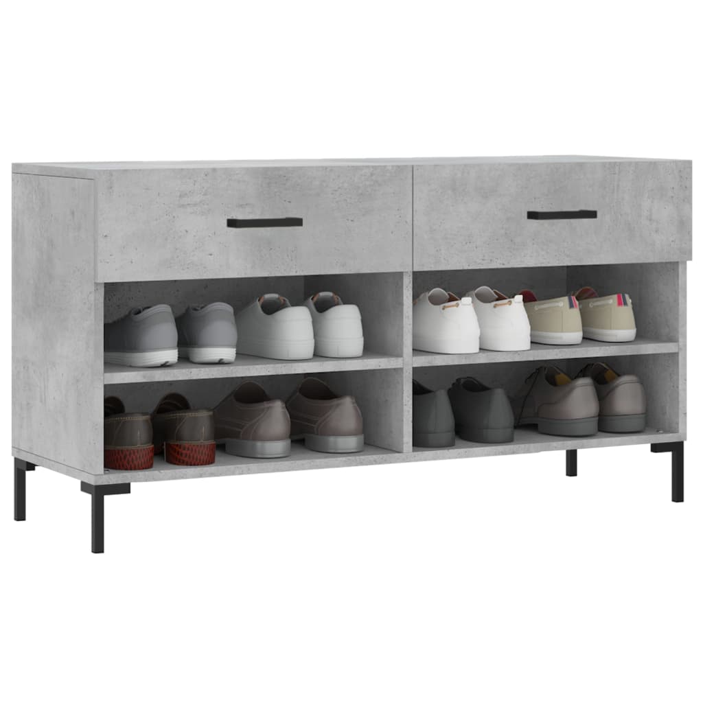 betonszürke szerelt fa cipőpolc 102 x 35 x 55 cm