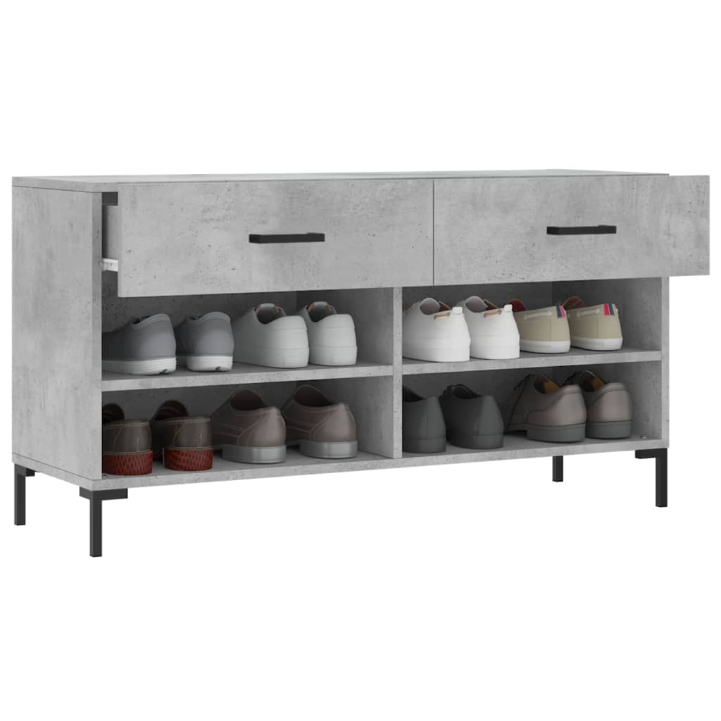 betonszürke szerelt fa cipőpolc 102 x 35 x 55 cm