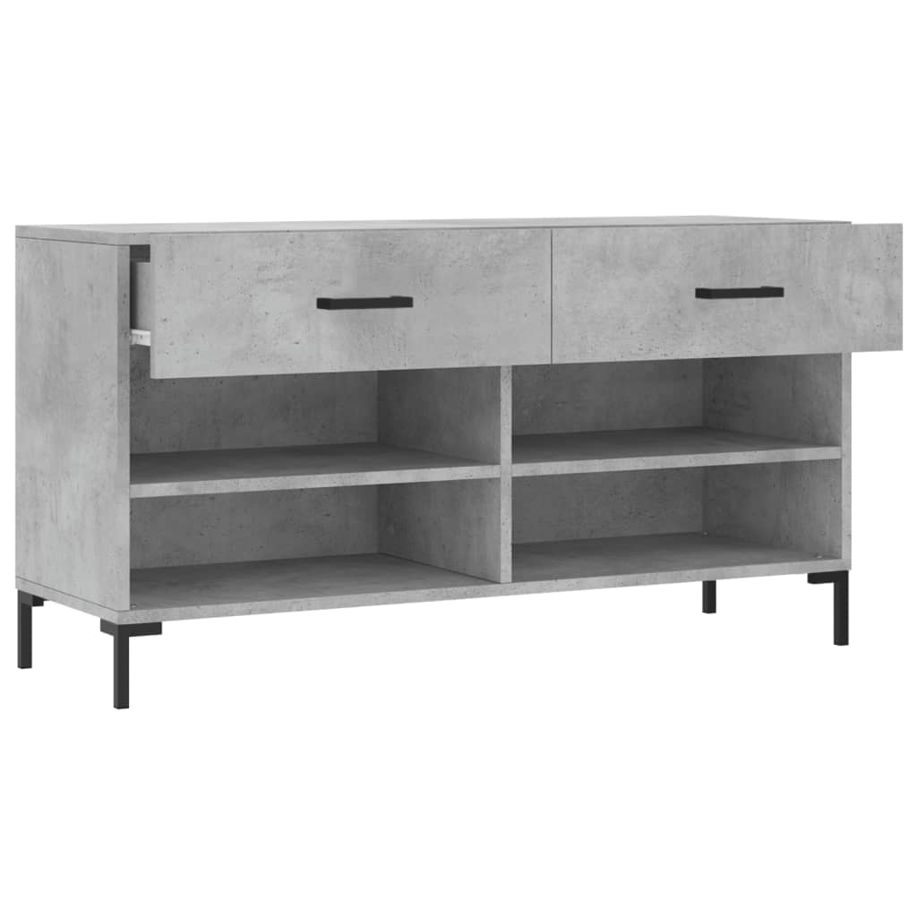 betonszürke szerelt fa cipőpolc 102 x 35 x 55 cm