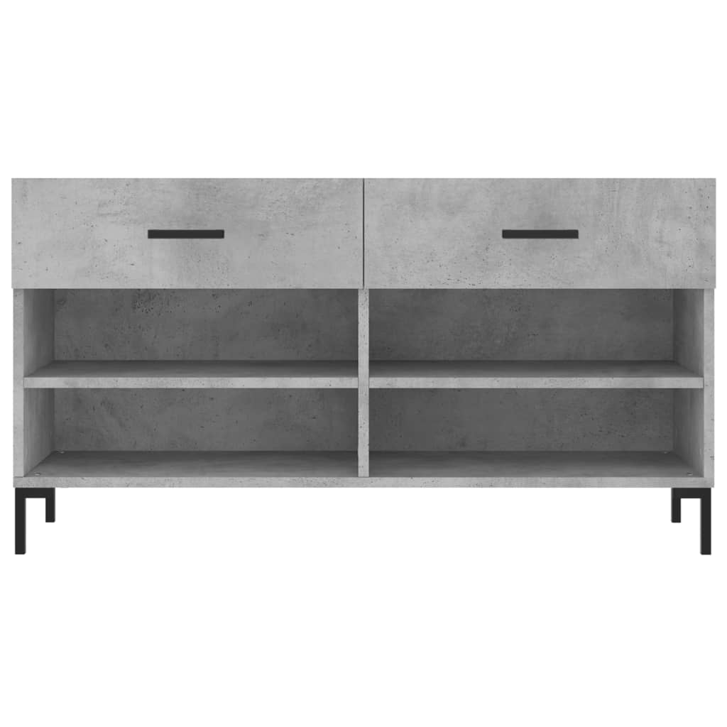 betonszürke szerelt fa cipőpolc 102 x 35 x 55 cm